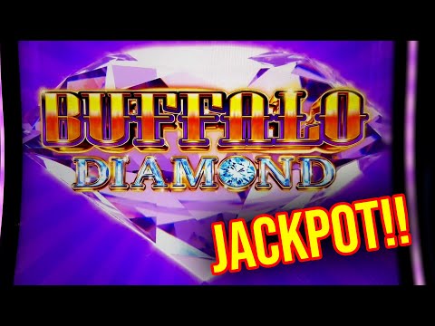 JACKPOT HANDPAY!! I SAW THE 77 FREE GAMES AND I HAD TO PLAY!!! Buffalo Diamond Slot Machine!!